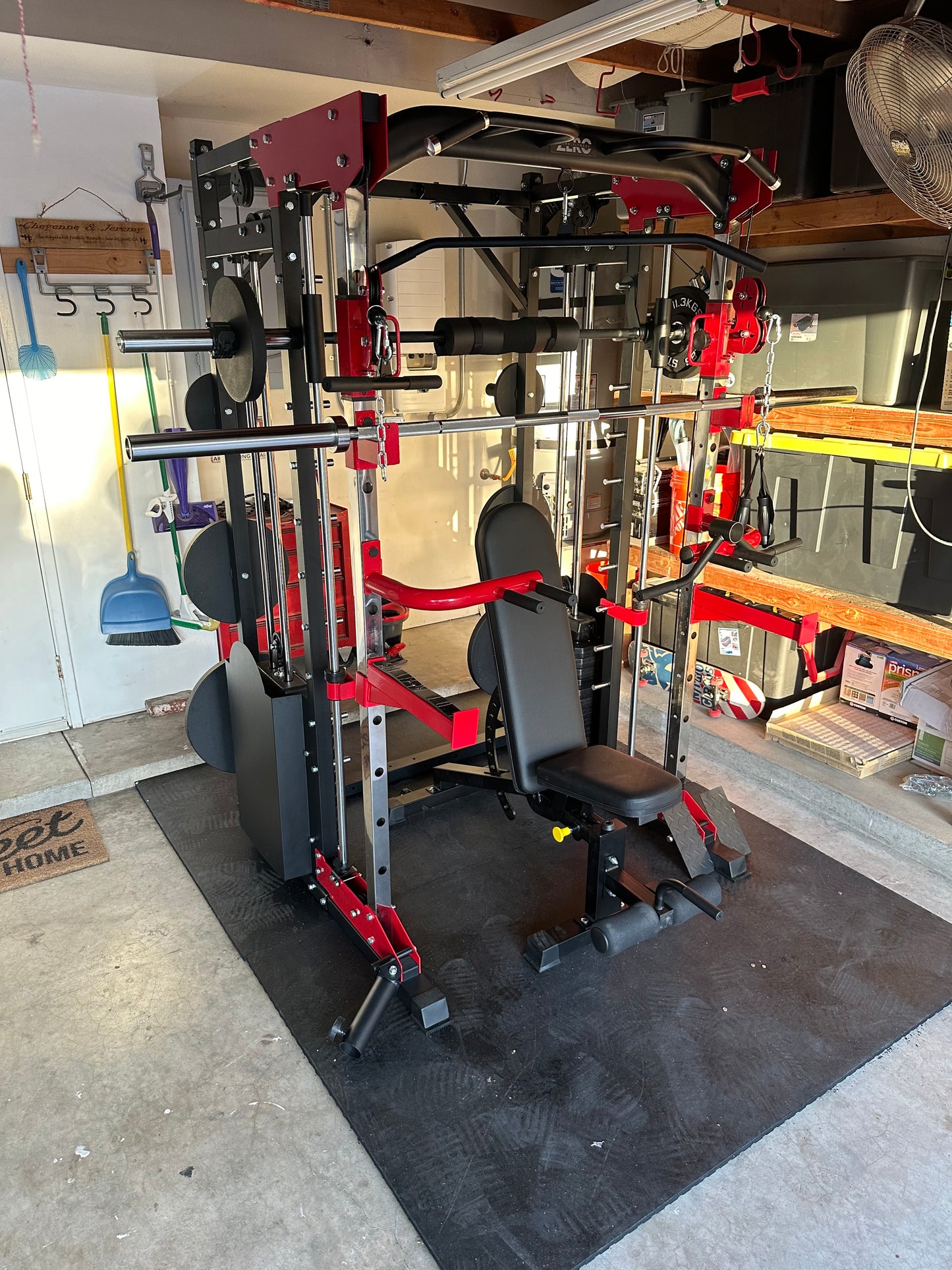 Smith Machine 200 | Adjustable Bench | 245lb Cast Iron Olympic Weights | 7ft Olympic Bar