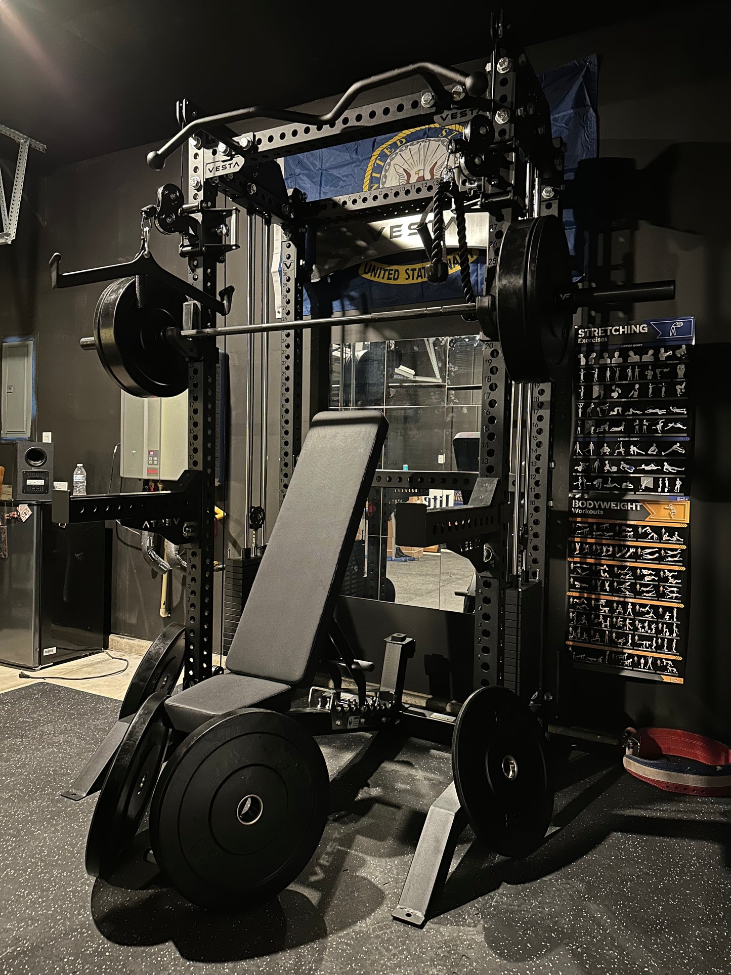 Pro Series 2-1 Bundle w/4 Cable Attachments | 7ft Barbell | 260lb Bumpers | AB3000