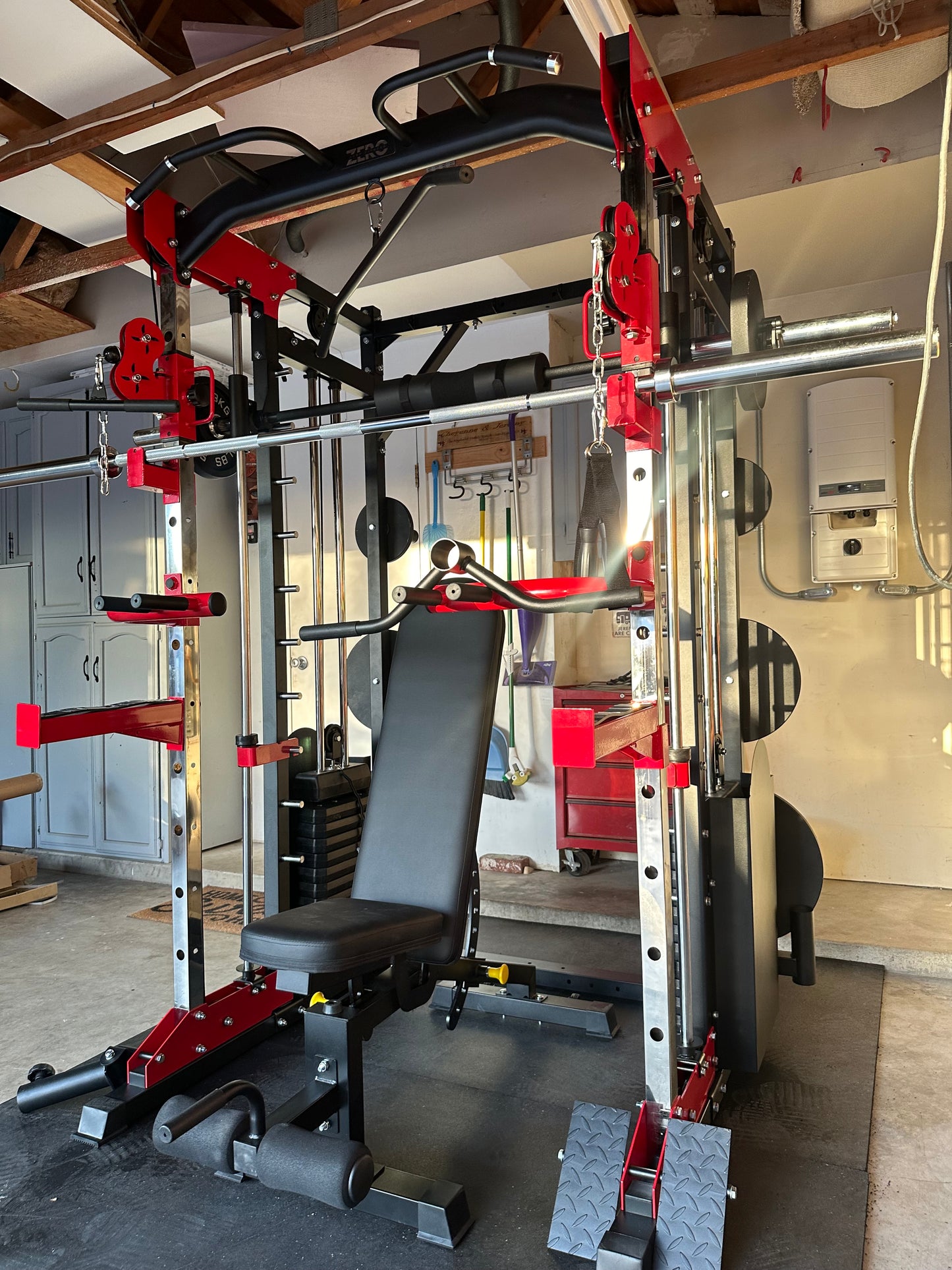 Smith Machine 200 | Adjustable Bench | 245lb Cast Iron Olympic Weights | 7ft Olympic Bar
