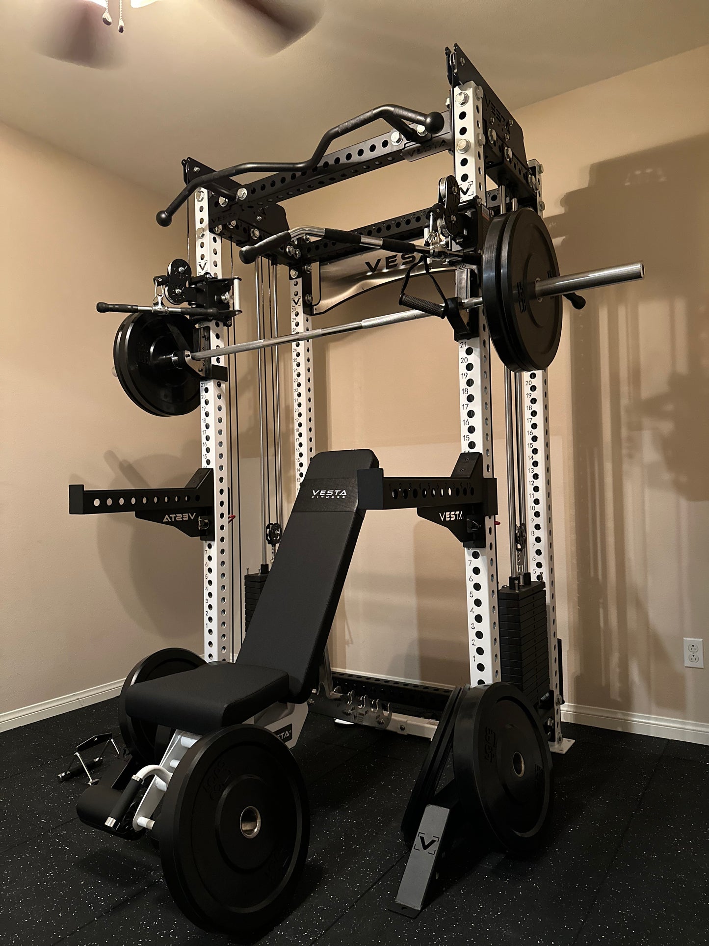 Pro Series 2-1 Bundle w/4 Cable Attachments | 7ft Barbell | 260lb Bumpers | AB3000