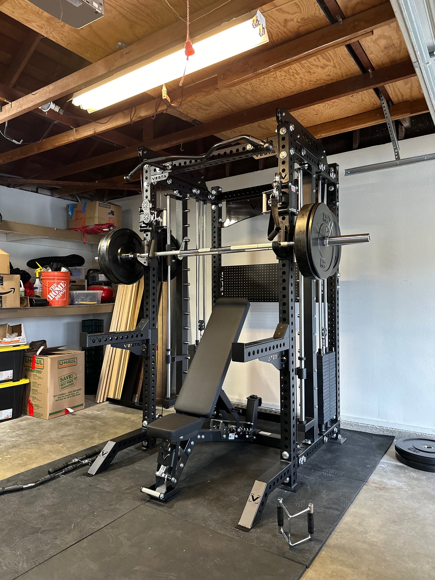 PRO SERIES Ultimate 3-1 Half Rack Functional Trainer w/Smith Machine Bar Bundle | 7ft barbell | AB3000 | 260lb bumpers