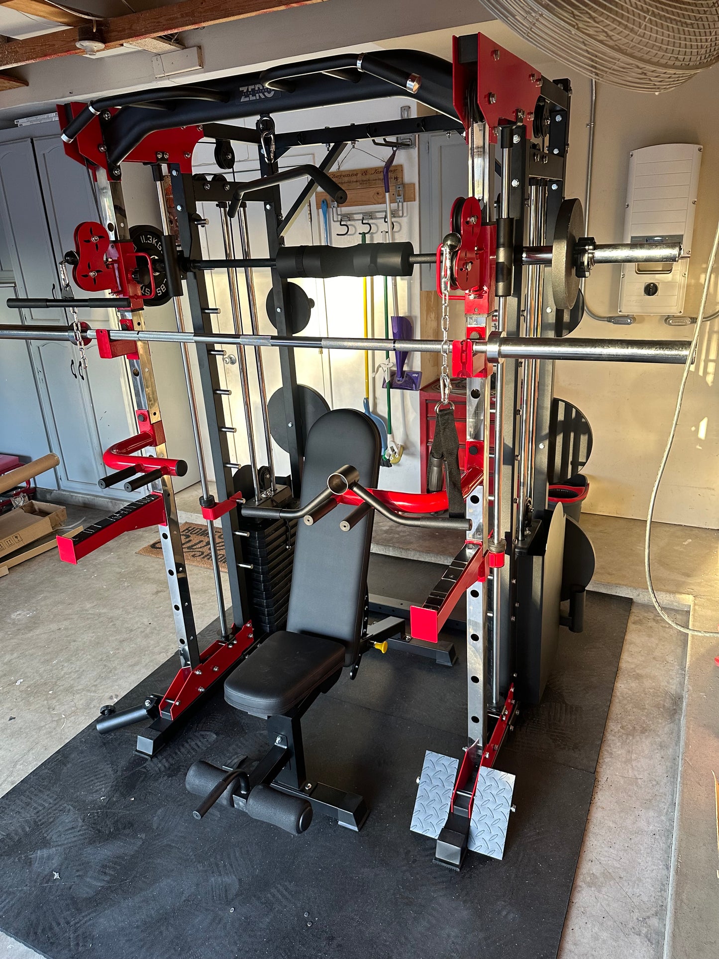 Smith Machine 200 | Adjustable Bench | 245lb Cast Iron Olympic Weights | 7ft Olympic Bar