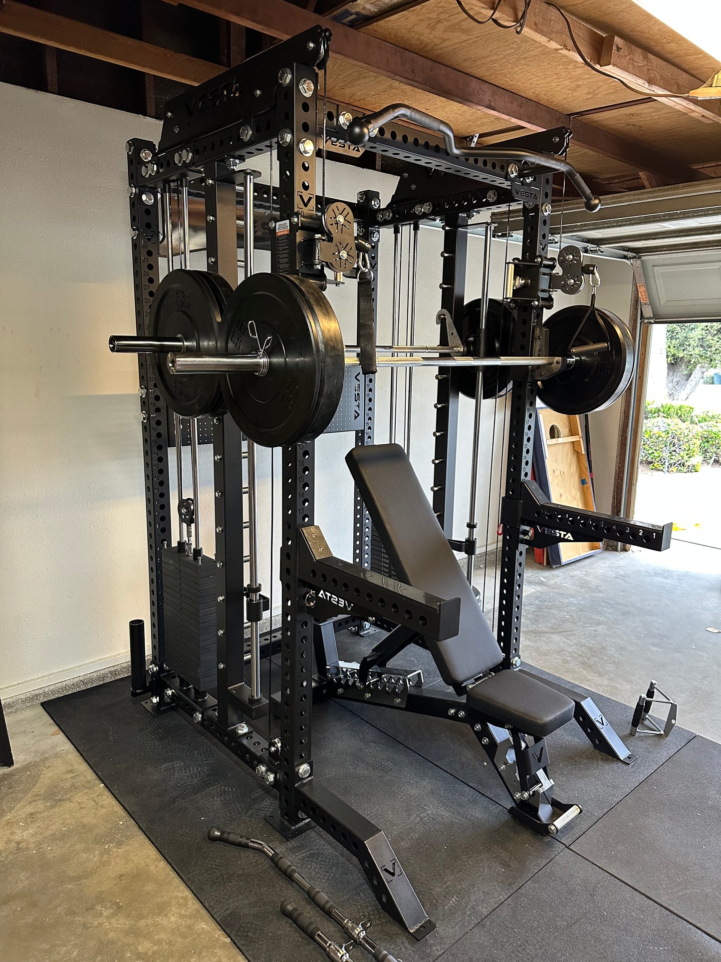 PRO SERIES Ultimate 3-1 Half Rack Functional Trainer w/Smith Machine Bar Bundle | 7ft barbell | AB3000 | 260lb bumpers