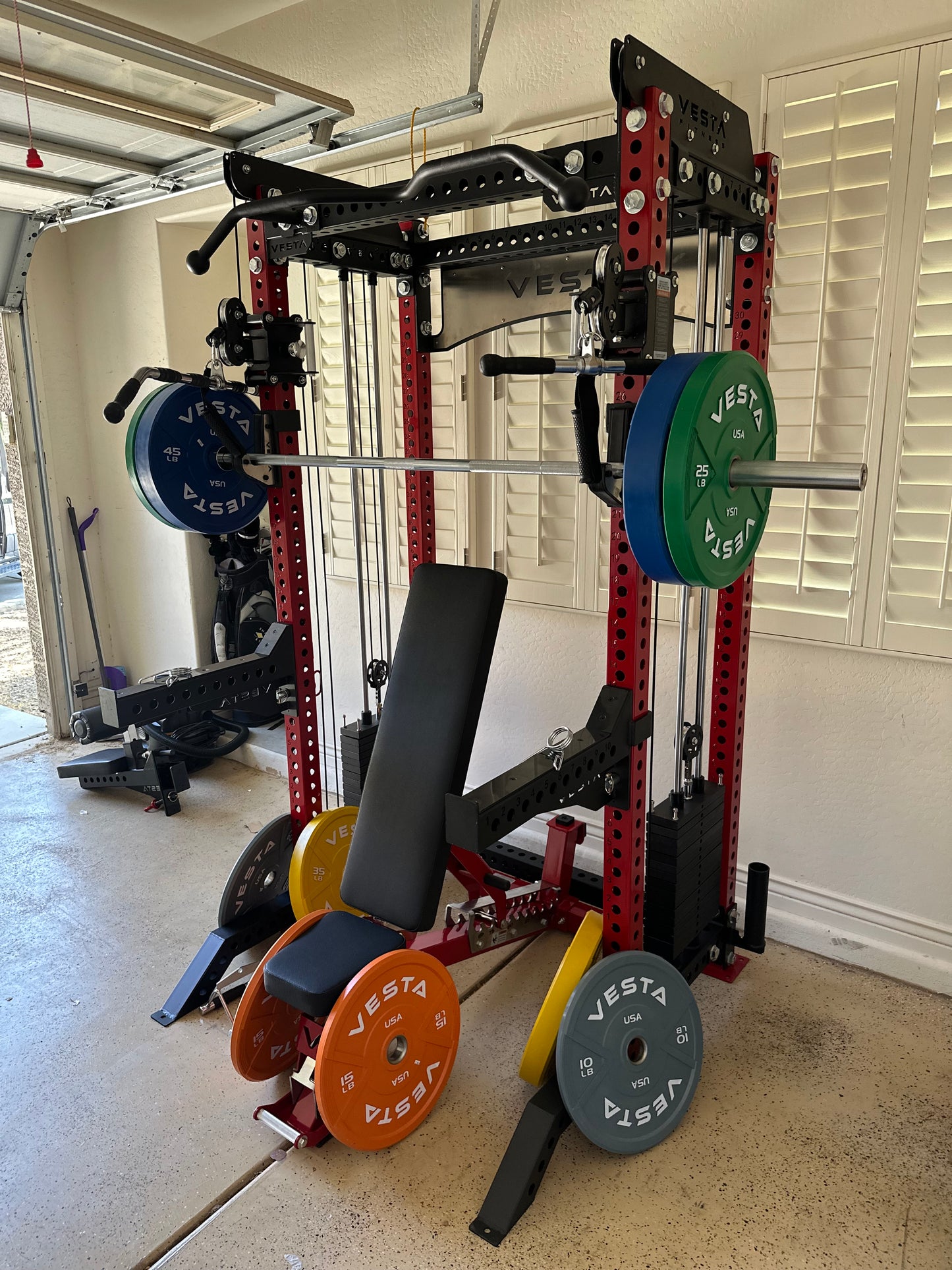 Pro Series 2-1 Bundle w/4 Cable Attachments | 7ft Barbell | 260lb Bumpers | AB3000