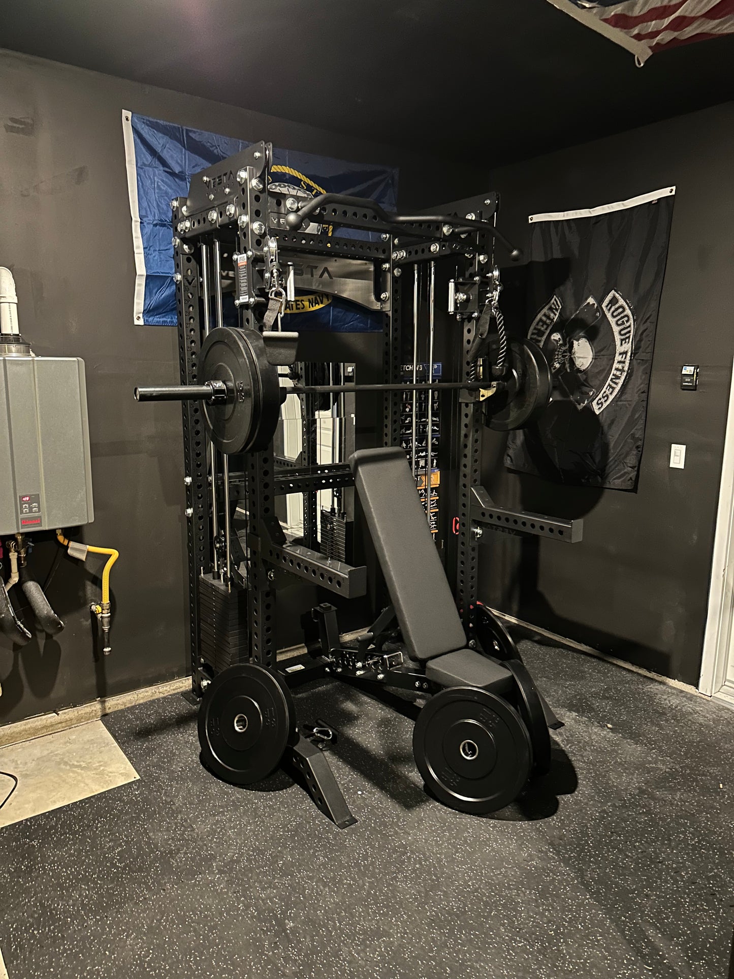 Pro Series 2-1 Bundle w/4 Cable Attachments | 7ft Barbell | 260lb Bumpers | AB3000
