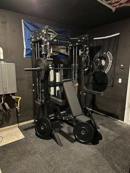 Pro Series 2-1 Bundle w/4 Cable Attachments | 7ft Barbell | 260lb Bumpers | AB3000