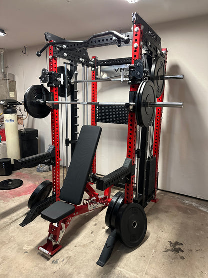 PRO SERIES Ultimate 3-1 Half Rack Functional Trainer w/Smith Machine Bar Bundle | 7ft barbell | AB3000 | 260lb bumpers
