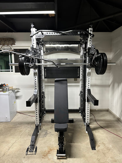 PRO SERIES Ultimate 3-1 Half Rack Functional Trainer w/Smith Machine Bar Bundle | 7ft barbell | AB3000 | 260lb bumpers