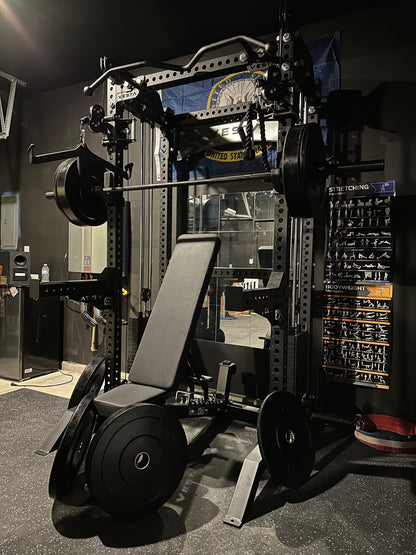Pro Series 2-1 Bundle w/4 Cable Attachments | 7ft Barbell | 260lb Bumpers | AB3000