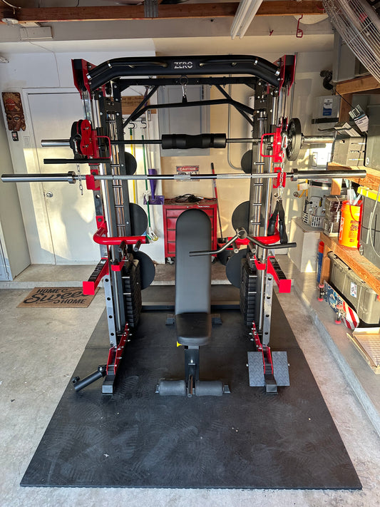 Smith Machine 200 | Adjustable Bench | 245lb Cast Iron Olympic Weights | 7ft Olympic Bar