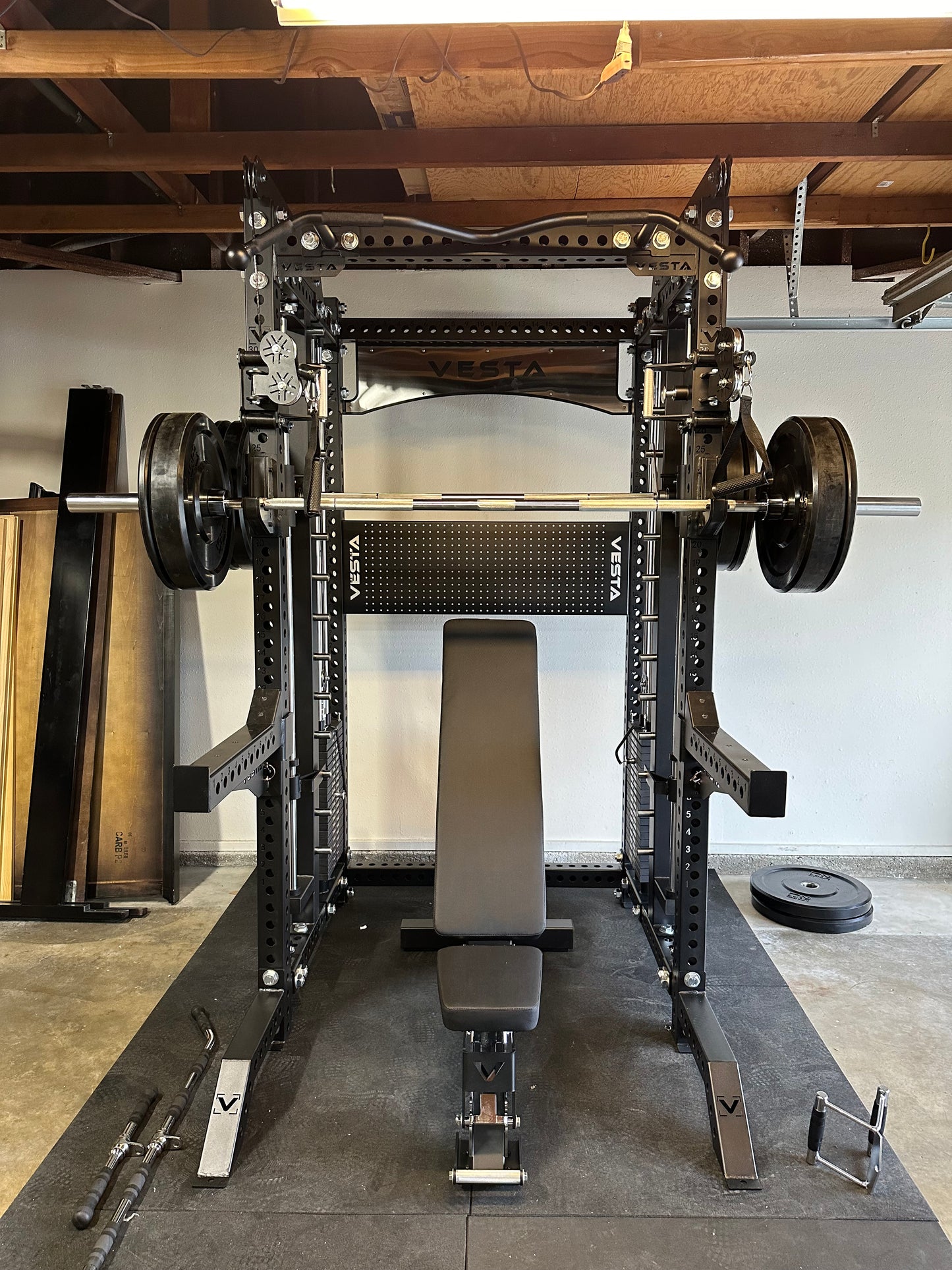 PRO SERIES Ultimate 3-1 Half Rack Functional Trainer w/Smith Machine Bar Bundle | 7ft barbell | AB3000 | 260lb bumpers