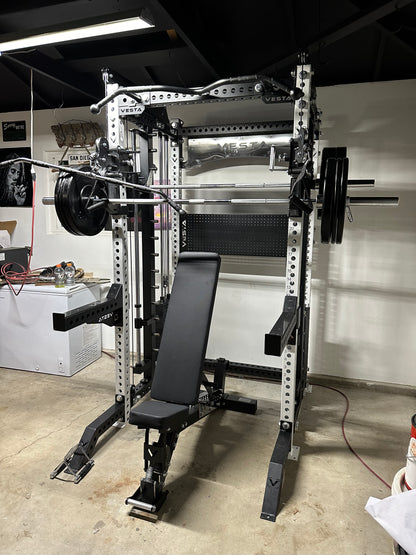 PRO SERIES Ultimate 3-1 Half Rack Functional Trainer w/Smith Machine Bar Bundle | 7ft barbell | AB3000 | 260lb bumpers